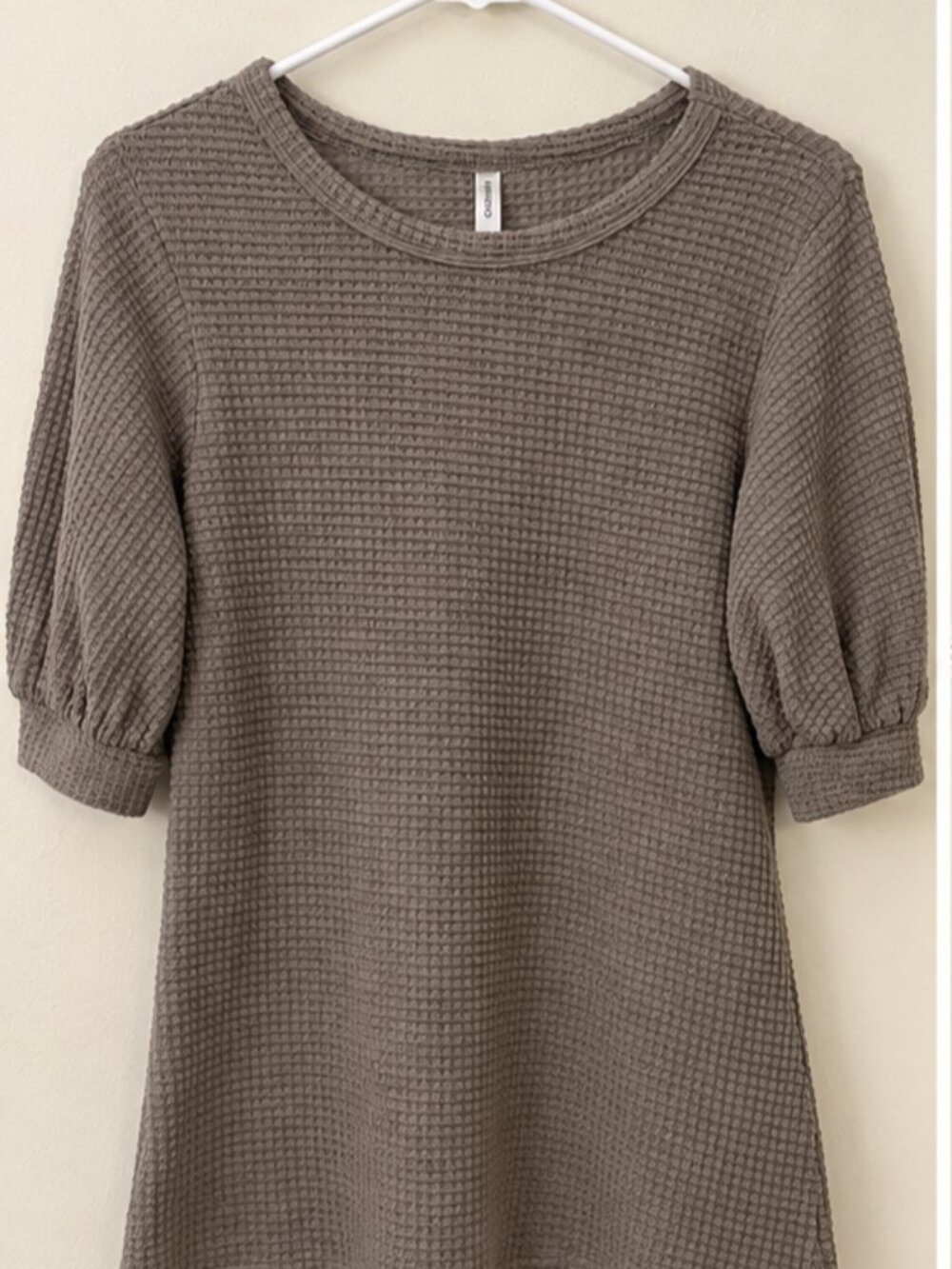 Dokotoo Moss Green Waffle Knit Puff Sleeve Top Size S